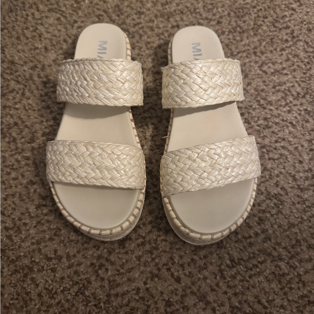 MIA White Braided Sandals